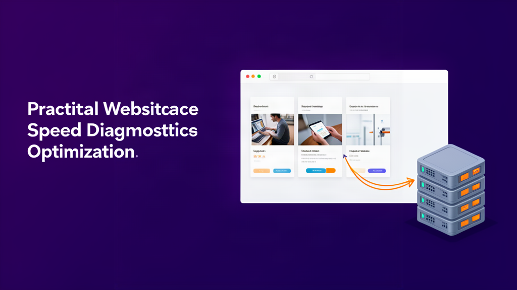 Ilustração de uma página de loja leve conectada a servidores, representando diagnóstico e otimização de desempenho web.