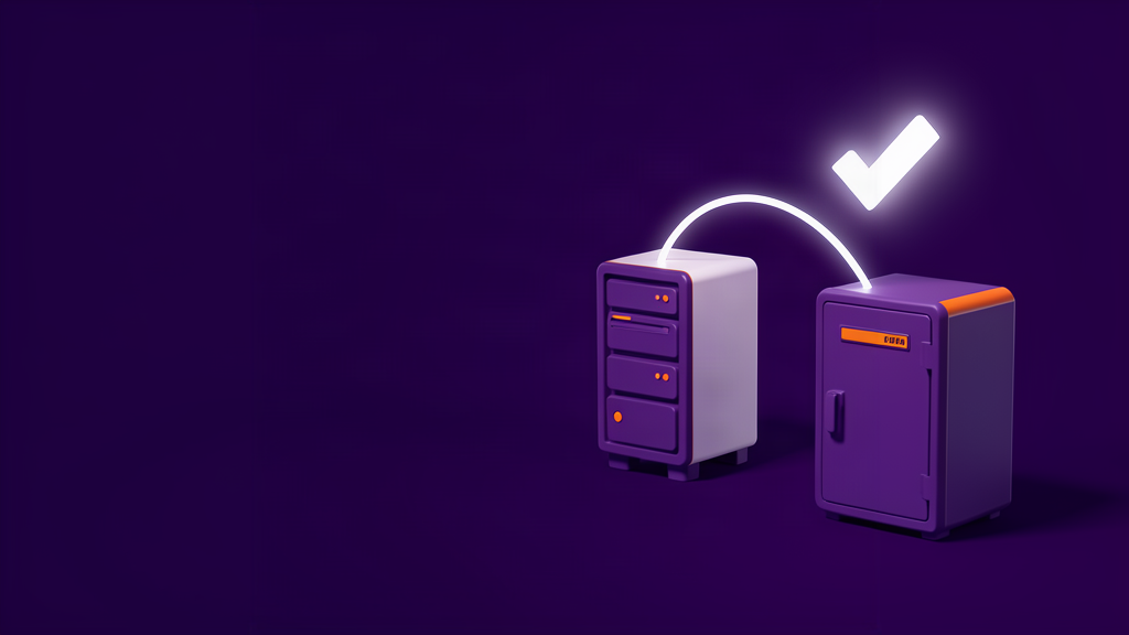 Teste de restauração de backup entre servidor principal e cofre isolado.